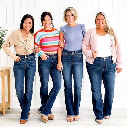 👖Hot Sale 49% Off🔥Vintage Double Button Frayed Hem Bootcut Jeans