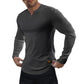 💗 V-Neck Longline Ribbed Tees Shirts Long Sleeve Gym Workout Athletic Menswear Tops