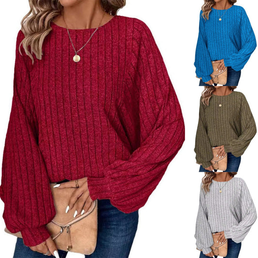 🧥Women's Ribbed Loose-Fit Pullover Tops – Cozy Knit, Effortless Oversized Style