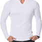 💗 V-Neck Longline Ribbed Tees Shirts Long Sleeve Gym Workout Athletic Menswear Tops