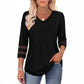 ✨HOT SALE 49% OFF👚2025 New Women‘s 3/4 Length Sleeve Tops Trendy V Neck T Shirts