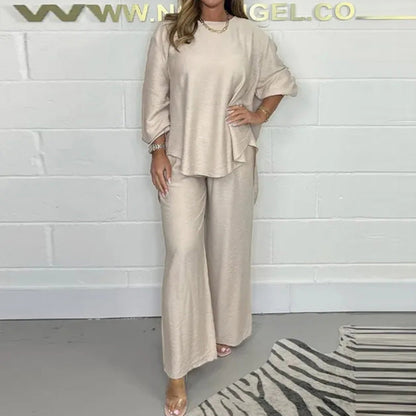 💜 LAST DAY PROMOTION - 50%OFF 💜Women's Long Sleeve High Waisted Wide Leg Pants Suit