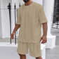 Solid Color Knitted Short Sleeve and Shorts Sport Set