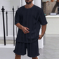 Solid Color Knitted Short Sleeve and Shorts Sport Set
