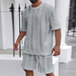 Solid Color Knitted Short Sleeve and Shorts Sport Set