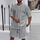 Solid Color Knitted Short Sleeve and Shorts Sport Set
