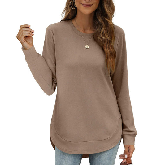 🍂Autumn Hot Sale 50% OFF🔥Women’s Solid High Low Hem Long-Sleeve Tops